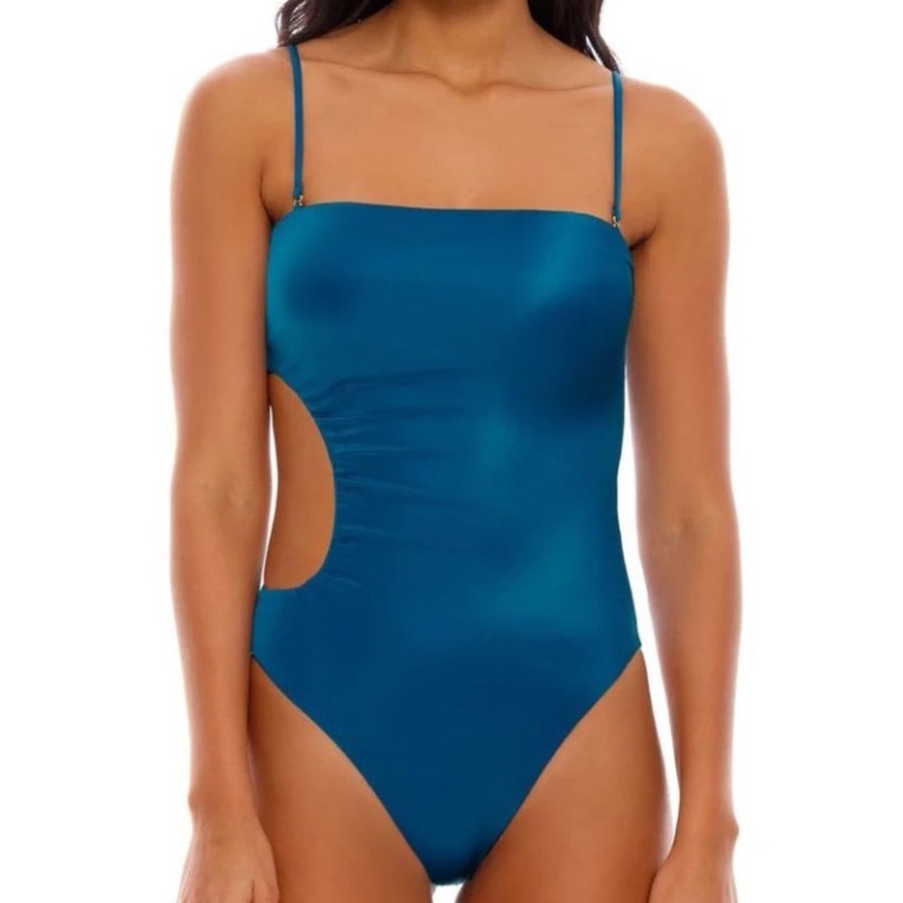 Aqua bendita blue one piece cut out swim suit